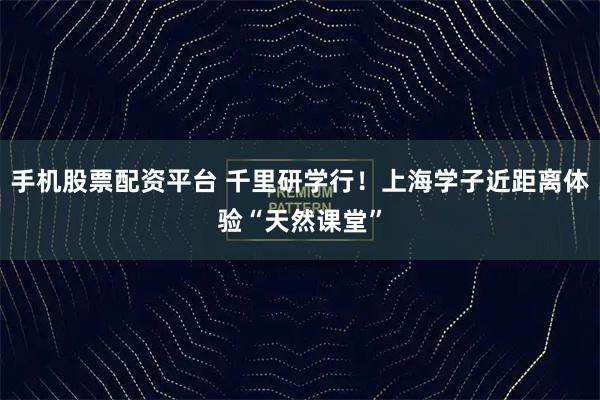 手机股票配资平台 千里研学行！上海学子近距离体验“天然课堂”